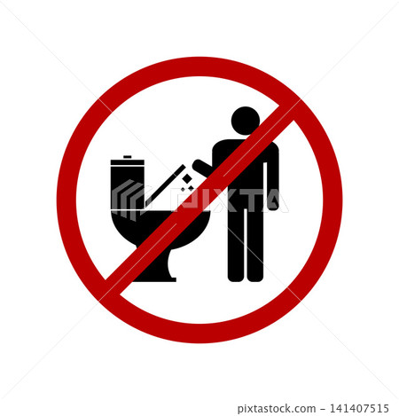 Do Not Throw Trash and Paper in Toilet Sign. Don't littering in toilet warning icon. Keep clean symbol Do Not Throw Trash and Paper in Toilet Sign. Don't littering in toilet warning icon. Keep clean symbol 141407515