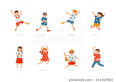 8個孩子穿著夏威夷傳統服飾,享受夏日時光。 8個孩子穿著夏威夷傳統服飾,享受夏日時光。 141407661