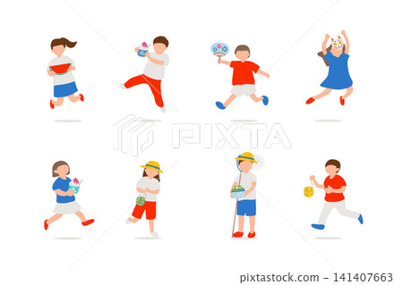 A set of 8 children to enjoy summer festivals and summer games. A set of 8 children to enjoy summer festivals and summer games. 141407663