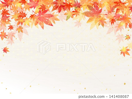 A background illustration featuring vibrant gradient maple leaves and traditional Japanese patterns. A background illustration featuring vibrant gradient maple leaves and traditional Japanese patterns. 141408087