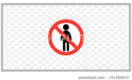 No Entry - Wire mesh fence and no entry sign background material No Entry - Wire mesh fence and no entry sign background material 141408633