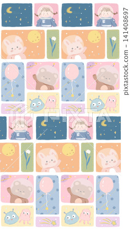 Soft Pastel Watercolor Floral Lace Border and Ornate Square Print Pattern Collection Soft Pastel Watercolor Floral Lace Border and Ornate Square Print Pattern Collection 141408697