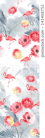 Soft Pastel Watercolor Floral Lace Border and Ornate Square Print Pattern Collection 141408752