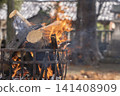 Sacred torches found at Japanese shrines. Festivals, New Year, celebrations, Japan, shrines, etc. 141408909