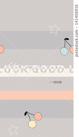 Cute Pastel Cartoon Baby Animal and Simple Striped Seamless Pattern Collection 141408916