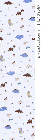 Cute Pastel Cartoon Baby Animal and Simple Striped Seamless Pattern Collection 141408967