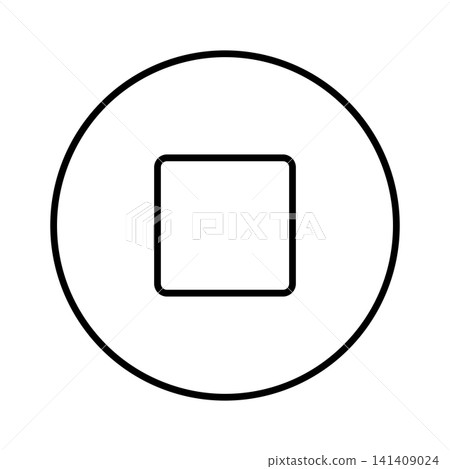 Simple icon illustration (line drawing) of a stop button 02 Simple icon illustration (line drawing) of a stop button 02 141409024