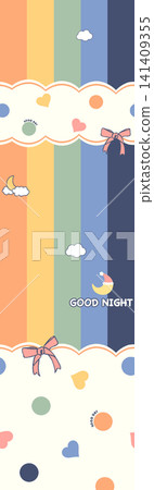 Sweet Kawaii Cartoon Cat Dessert Check Lace and Geometric Seamless Pattern Collection 141409355