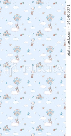 Sweet Kawaii Cartoon Cat Dessert Check Lace and Geometric Seamless Pattern Collection 141409371