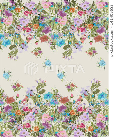 Soft Pastel Watercolor Tulip Rose and Ditsy Wildflower Seamless Pattern Collection Soft Pastel Watercolor Tulip Rose and Ditsy Wildflower Seamless Pattern Collection 141409652