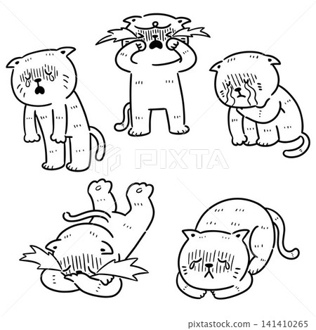 vector set of cat feeling sad vector set of cat feeling sad 141410265