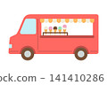 A red food truck selling ice cream 141410286
