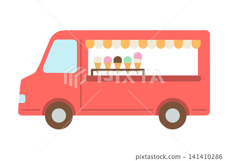 一輛紅色餐車賣冰淇淋 一輛紅色餐車賣冰淇淋 141410286
