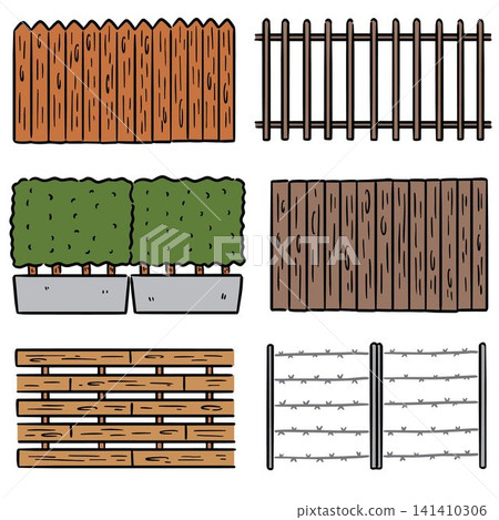 vector set of fence 141410306