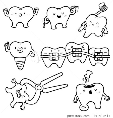vector set of teeth and dental procedure vector set of teeth and dental procedure 141410315