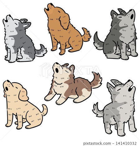 vector set of dog howling vector set of dog howling 141410332