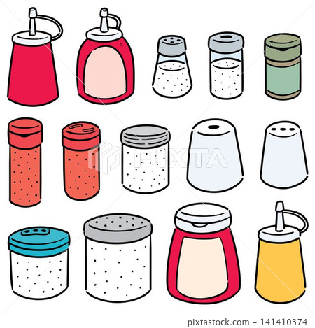 vector set of condiment bottle 141410374