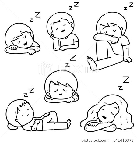 vector set of people sleeping 141410375