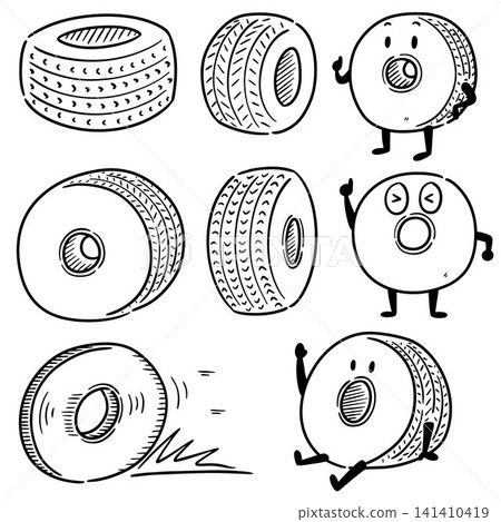 Hand drawn illustration of car tires Hand drawn illustration of car tires 141410419