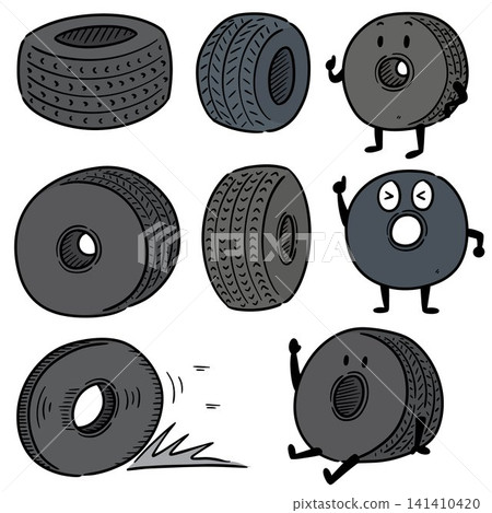 Hand drawn illustration of car tires Hand drawn illustration of car tires 141410420