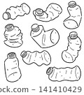 Hand drawn illustration of empty plastic bottle 141410429
