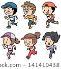 Hand drawn illustration of runners 141410438
