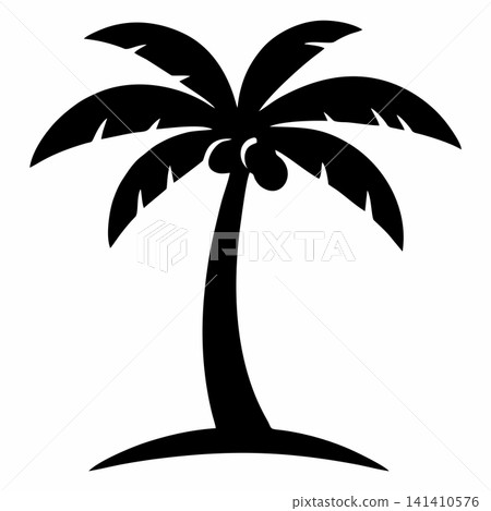 Coconut tree silhouette icon on a white background. Coconut tree silhouette icon on a white background. 141410576