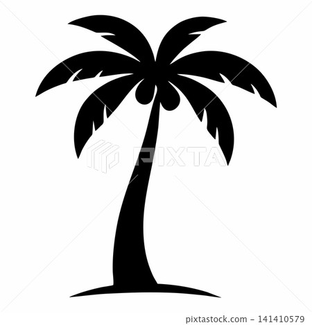 Coconut tree silhouette icon on a white background. Coconut tree silhouette icon on a white background. 141410579