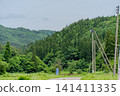 日本夏季鬱鬱蔥蔥的山景 141411335
