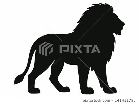 Black lion silhouette on white background. 141411783