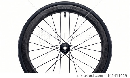 Professional carbon road bike wheel isolated with performance aerodynamic equipment component lightweight training professional accessory isolated background technology engineering Professional carbon road bike wheel isolated with performance aerodynamic equipment component lightweight training professional accessory isolated background technology engineering 141411929