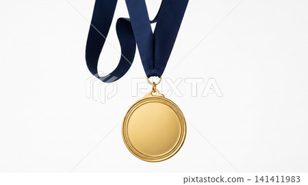 Gold medal with blue ribbon for achievement recognition achievement champion competition recognition brilliant dangling leadership excellent performance ceremony Gold medal with blue ribbon for achievement recognition achievement champion competition recognition brilliant dangling leadership excellent performance ceremony 141411983