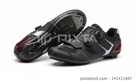 Professional black cycling shoes with ratchet straps footwear professional athletic performance fastener training triathlon equipment Professional black cycling shoes with ratchet straps footwear professional athletic performance fastener training triathlon equipment 141411987