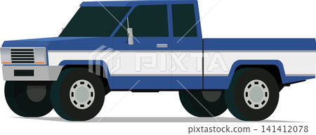 Old school pickup truck angled front side view illustration Old school pickup truck angled front side view illustration 141412078