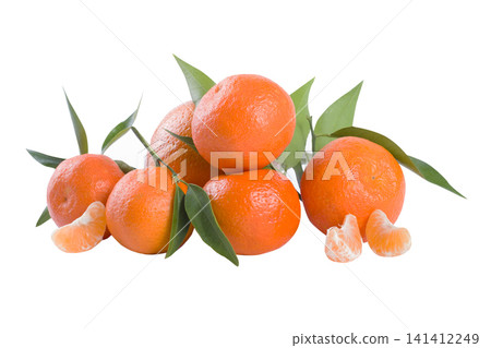 The fresh mandarines isolated on white background. The fresh mandarines isolated on white background. 141412249