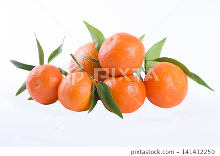 The fresh mandarines isolated on white background. 141412250