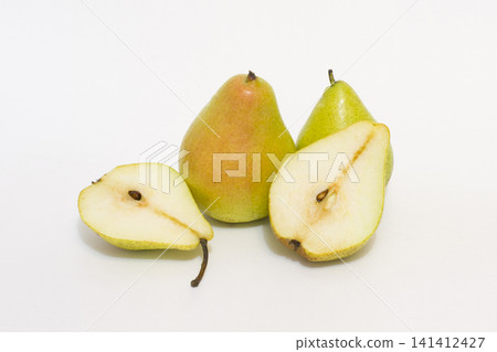 yellow pears on a white background yellow pears on a white background 141412427