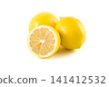 Lemons with leaves on a white background. Fresh lemons on a white background. 141412532