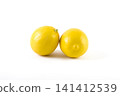 Lemons with leaves on a white background. Fresh lemons on a white background. 141412539