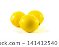 Lemons with leaves on a white background. Fresh lemons on a white background. 141412540