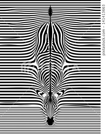 Abstract zebra silhouette formed by distorted horizontal monochrome lines with silhouette created manipulating stripes symmetrical organic displays stylized zebra Abstract zebra silhouette formed by distorted horizontal monochrome lines with silhouette created manipulating stripes symmetrical organic displays stylized zebra 141413663