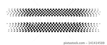 Checkered banners with faded effect. Distorted taxi or police car borders. Convex and concave race flag textures. Competitions start or finish signals concept. Vector graphic illustration Checkered banners with faded effect. Distorted taxi or police car borders. Convex and concave race flag textures. Competitions start or finish signals concept. Vector graphic illustration 141414589