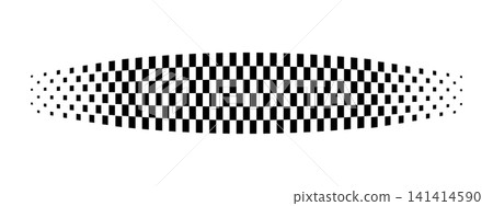 Checkered banner with vanishing effect. Distorted taxi or police car border. Convex race flag texture. Motocross or chess game competitions print. Start or finish concept. Vector graphic illustration Checkered banner with vanishing effect. Distorted taxi or police car border. Convex race flag texture. Motocross or chess game competitions print. Start or finish concept. Vector graphic illustration 141414590