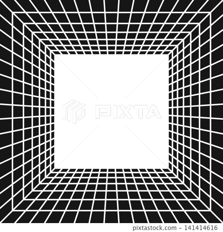 Square room, studio or portal wireframe in perspective. Box grid structure. Isometric net frame. Engineering, architecting or technical scheme. Vector graphic illustration Square room, studio or portal wireframe in perspective. Box grid structure. Isometric net frame. Engineering, architecting or technical scheme. Vector graphic illustration 141414616