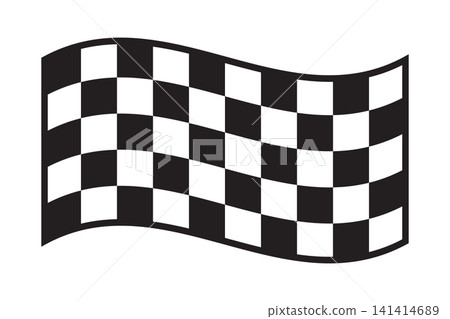 Winding rally flag canvas with checkered black and white texture. Start or finish signal on sport car competitions. Rally, karting or motocross prop. Vector graphic illustration Winding rally flag canvas with checkered black and white texture. Start or finish signal on sport car competitions. Rally, karting or motocross prop. Vector graphic illustration 141414689