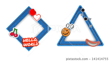 Jeans frame with cool y2k icons, denim stickers Jeans frame with cool y2k icons, denim stickers 141414755