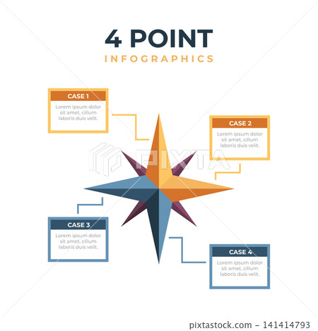 Four Point Compass Infographic Flat Design Vector Template 141414793