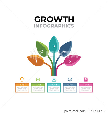 Growth Tree Infographic Business Flat Design Vector Template 141414795