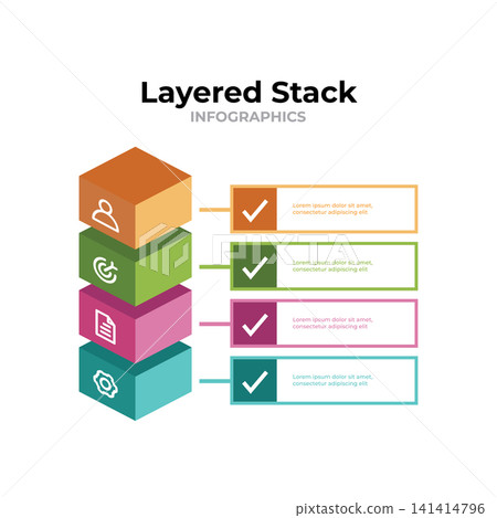 Layered Stack Infographic Business Flat Design Vector Template Layered Stack Infographic Business Flat Design Vector Template 141414796