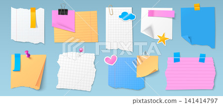 Torn notebook paper sheets with ripped edges 141414797